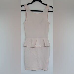 ⭐️ Zara Trafaluc Collection Light Pink Bodycon Peplum Stretch Dress Size Medium
